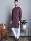 Men Maroon Woven Design Kurta with Pyjamas-JOKP-P-5003Maroon