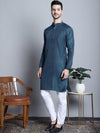 Men Navy Blue Woven Design Kurta with Pyjamas-JOKP-P-5003Navy