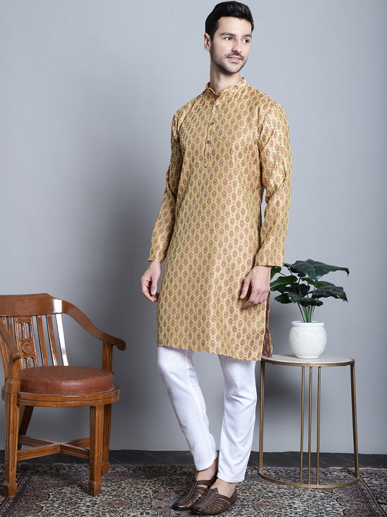 Men Yellow Woven Design Kurta with Pyjamas-JOKP-P-5003Yellow