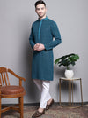 Sequin Embroidered Pure Cotton Kurta with Pyjamas-JOKP-P-5004Blue