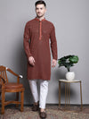 Sequin Embroidered Pure Cotton Kurta with Pyjamas-JOKP-P-5004Orange