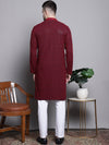 Sequin Embroidered Pure Cotton Kurta with Pyjamas-JOKP-P-5004Red