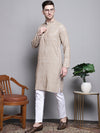 Sequin Embroidered Pure Cotton Kurta with Pyjamas-JOKP-P-5005Cream