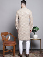 Sequin Embroidered Pure Cotton Kurta with Pyjamas-JOKP-P-5005Cream