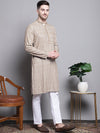 Sequin Embroidered Pure Cotton Kurta with Pyjamas-JOKP-P-5005Cream