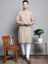 Sequin Embroidered Pure Cotton Kurta with Pyjamas-JOKP-P-5005Cream