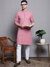 Sequin Embroidered Pure Cotton Kurta with Pyjamas-JOKP-P-5006Coral