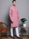 Sequin Embroidered Pure Cotton Kurta with Pyjamas-JOKP-P-5006Coral