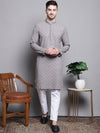 Sequin Embroidered Pure Cotton Kurta with Pyjamas-JOKP-P-5006Grey