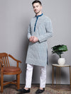 Sequin Embroidered Silk Blend Kurta with Pyjamas-JOKP-P-5007Peacock