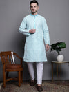 Sequin Embroidered Silk Blend Kurta with Pyjamas-JOKP-P-5007Sky