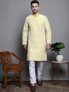 Sequin Embroidered Silk Blend Kurta with Pyjamas-JOKP-P-5007Yellow