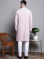 Sequin Embroidered Pure Cotton Kurta with Pyjamas-JOKP-P-5008Pink