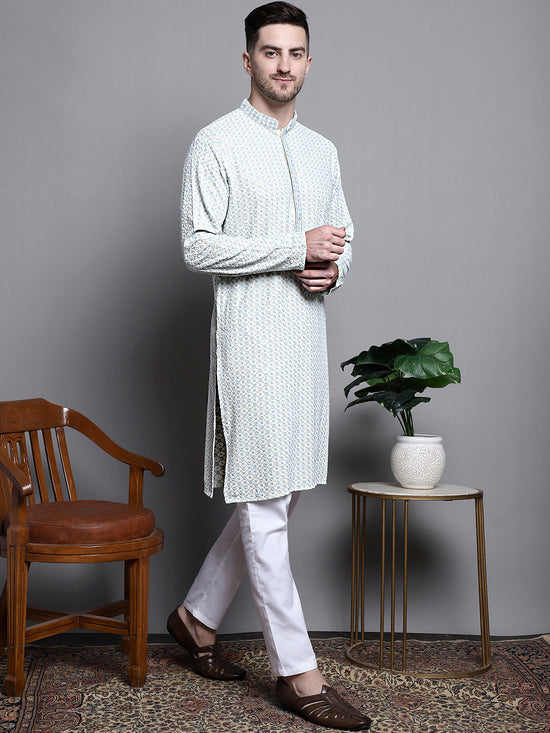 Sequin Embroidered Pure Cotton Kurta with Pyjamas-JOKP-P-5008Yellow