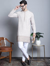 Men's Chikankari Embroidered Kurta with Pyjama.-JOKP-P-5009Beige