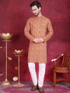 Men's Digital Printed Kurta with Pyjama.-JOKP-5014Mustard