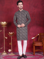 Men's Digital Printed Kurta with Pyjama.-JOKP-5014Navy