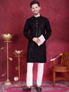 Men's Sequins Chikankari Embroidered Kurta with Pyjama.-JOKP-5015Black