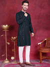 Men's Sequins Chikankari Embroidered Kurta with Pyjama.-JOKP-5015Olive