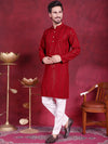 Men's Sequins Chikankari Embroidered Kurta with Pyjama.-JOKP-5015Red