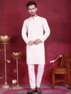 Men's Sequins Chikankari Embroidered Kurta with Pyjama.-JOKP-5015White