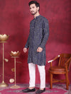 Men's Bandhani Printed Kurta with Pyjama.-JOKP-5016Navy