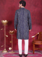 Men's Bandhani Printed Kurta with Pyjama.-JOKP-5016Navy