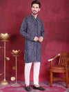 Men's Bandhani Printed Kurta with Pyjama.-JOKP-5016Navy