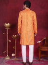 Men's Bandhani Printed Kurta with Pyjama.-JOKP-5016Orange