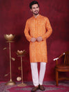 Men's Bandhani Printed Kurta with Pyjama.-JOKP-5016Orange