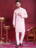 Chikankari Embroidered Kurta with Pyjama.-JOKP-5017Pink