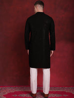 Sequins Chikankari Kurta with Pyjama.-JOKP-P-5018Black