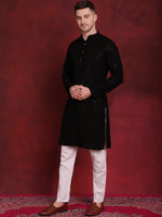 Sequins Chikankari Kurta with Pyjama.-JOKP-P-5018Black