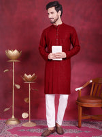 Sequins Chikankari Kurta with Pyjama.-JOKP-5018Maroon