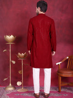 Sequins Chikankari Kurta with Pyjama.-JOKP-5018Maroon