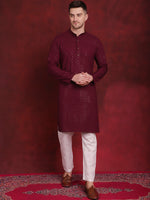 Sequins Chikankari Kurta with Pyjama.-JOKP-P-5018Purple