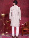 Men's Chikankari Embroidered Kurta Pyjama Set.-JOKP-5020Grey