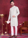 Men's Chikankari Embroidered Kurta Pyjama Set.-JOKP-5020Pista