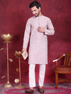 Men's Chikankari Embroidered Kurta Pyjama Set.-JOKP-5020Purple