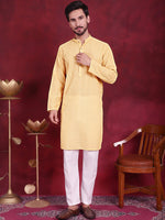 Men's Chikankari Embroidered Kurta Pyjama Set.-JOKP-5021Beige