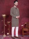 Men's Sequins Embroidered Kurta with Pyjama.-JOKP-5023Black