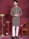 Men's Sequins Embroidered Kurta with Pyjama.-JOKP-5023Black