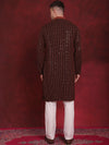 Men's Sequins Chikankari Embroidered Kurta with Pyjama.-JOKP-P-5024Orange