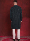 Men's Sequins Chikankari Embroidered Kurta with Pyjama.-JOKP-P-5024Peacock