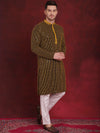 Men's Sequins Chikankari Embroidered Kurta with Pyjama.-JOKP-P-5024Yellow