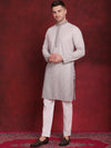 Men's Sequins Embroidered Kurta with Pyjama.-JOKP-P-5025Grey