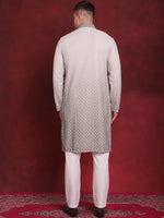 Men's Sequins Embroidered Kurta with Pyjama.-JOKP-P-5025Pista