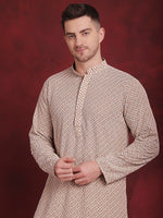 Sequin Embroidered Pure Cotton Kurta with Pyjamas-JOKP-P-5028Beige