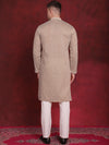 Sequin Chikankari Front Open Kurta With Pyjamas-JOKP-P-5029Beige