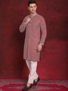 Sequin Chikankari Front Open Kurta With Pyjamas-JOKP-P-5029Maroon